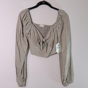 Altard State Linen Blend Crop Top Biege